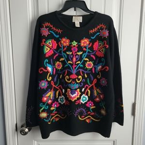 Vintage Casual Corner Embroidered Wool Sweater